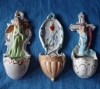 3 Holy water cauldron container - basin bisque porcelain Germany
